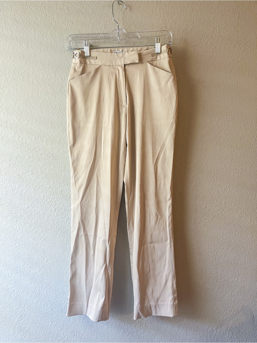 Salvatore Ferragamo Terylene Light Beige Women’s Ankle Length Trousers Size 28
